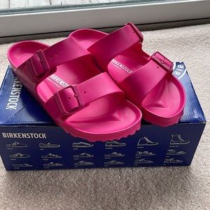 NWT NEW in box! Birkenstock sandals, size 38. Arizona Eva, Beetroot Purple.